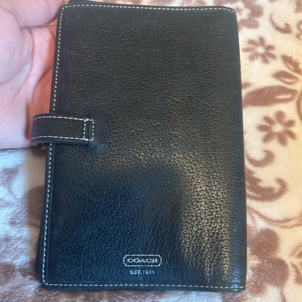 Coach Black Textured Leather Organizer wallet